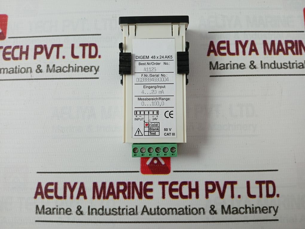 Gmw Digem 48 X 24 Ak5 Digital Panel Meter A1125 Ip 40 24V 4-20Ma 0-100,0 90Amp