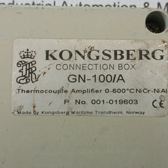 Gn-100/A Thermocouple Amplifier Connection Box 001-019603 Kongsberg
