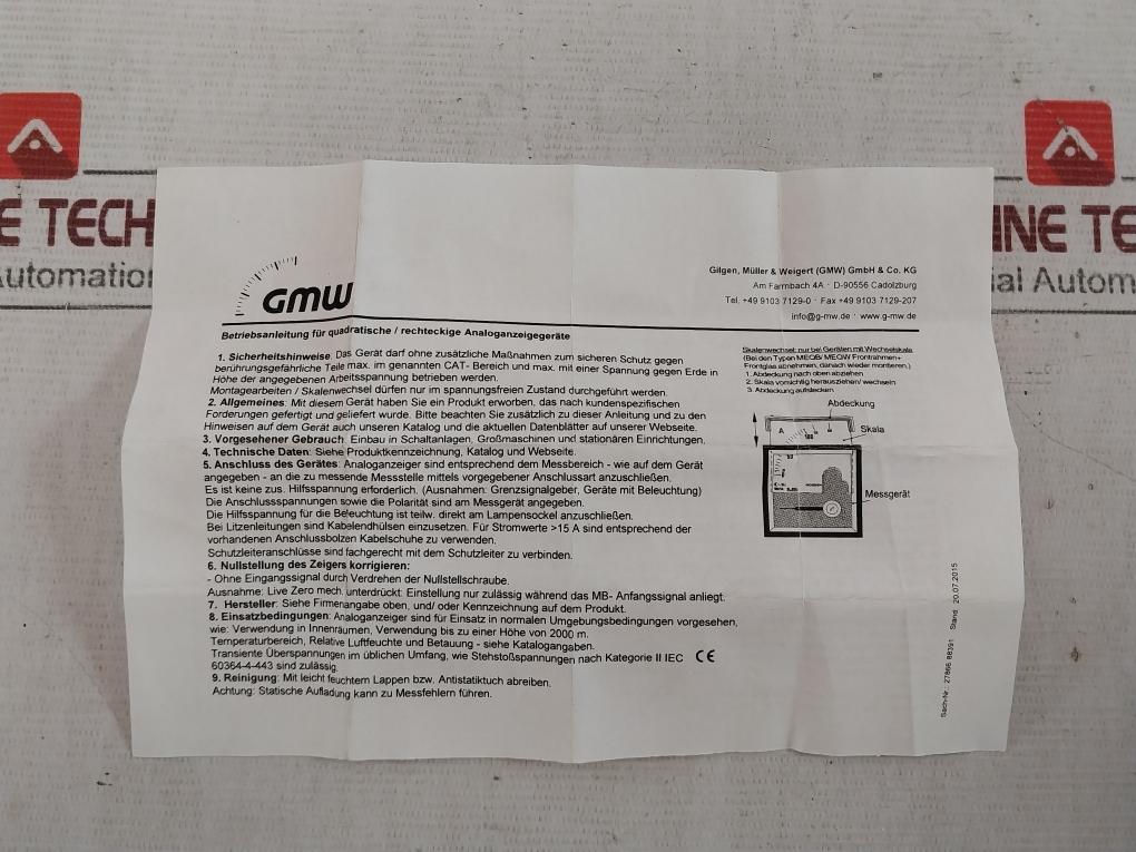 Gossen 1620P Analog Panel Meter Kw Kilowatt Glf550,00Gmk13Ls009Mg001