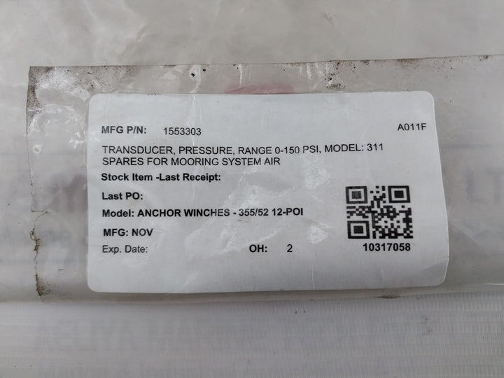 Gp:50 311Brb6-a112 Pressure Transducer 0-150Psi 3.96Ma M85049 As138-14B