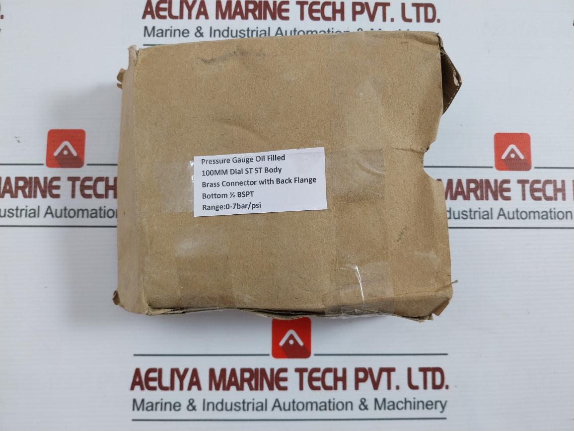 Grainger 0-100 Psi Oil Filled Pressure Gauge 0-7 Bar 100Mm