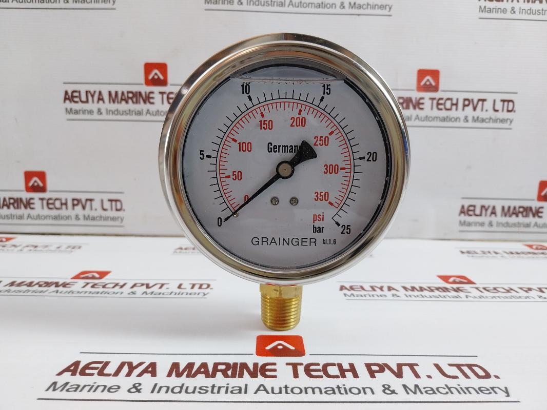 Grainger 0-350 Psi Pressure Gauge 1/2Bspt 100Mm 0-25 Bar/Psi