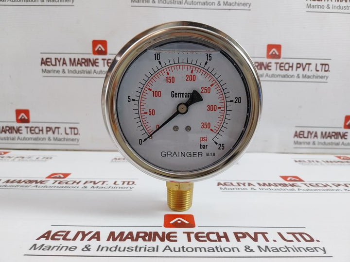 Grainger 0-350 Psi Pressure Gauge 1/2Bspt 100Mm 0-25 Bar/Psi