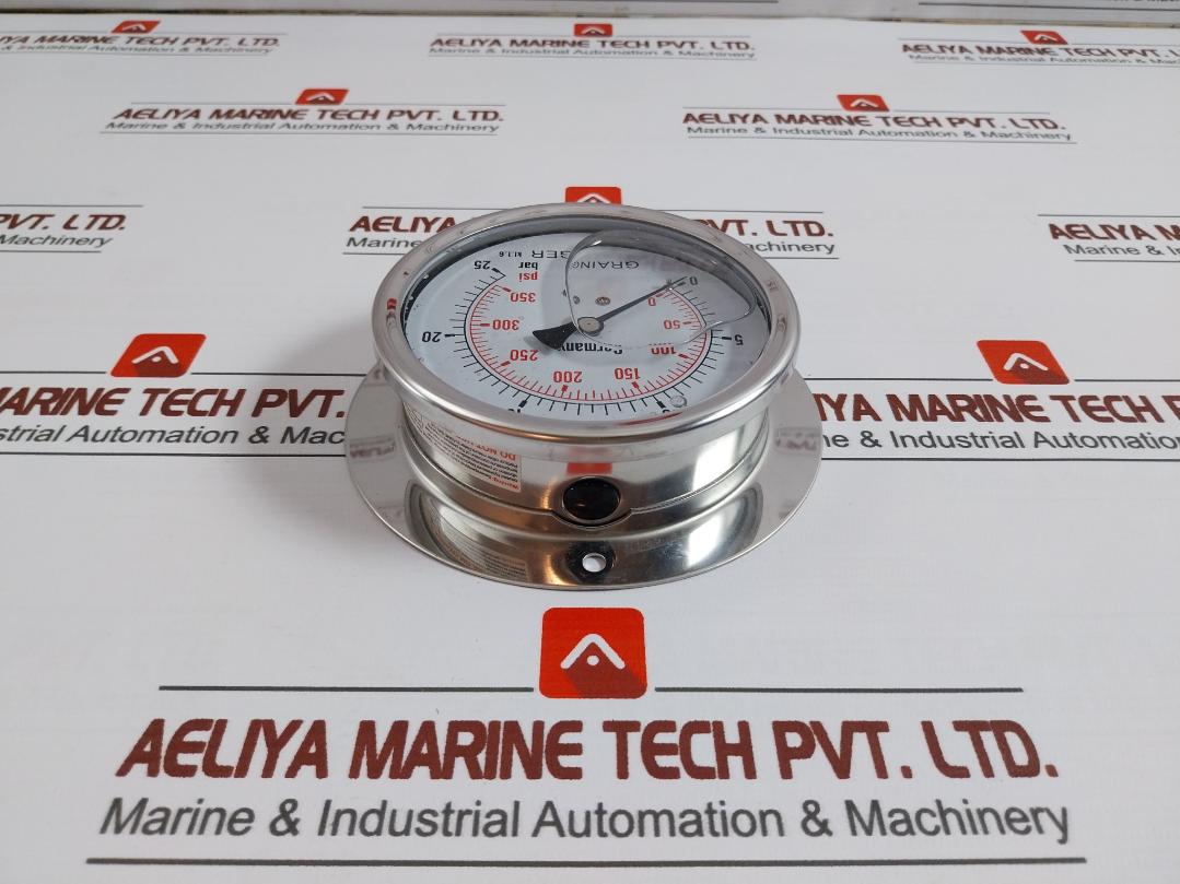 Grainger 0-350 Psi Pressure Gauge 1/2Bspt 100Mm 0-25 Bar/Psi