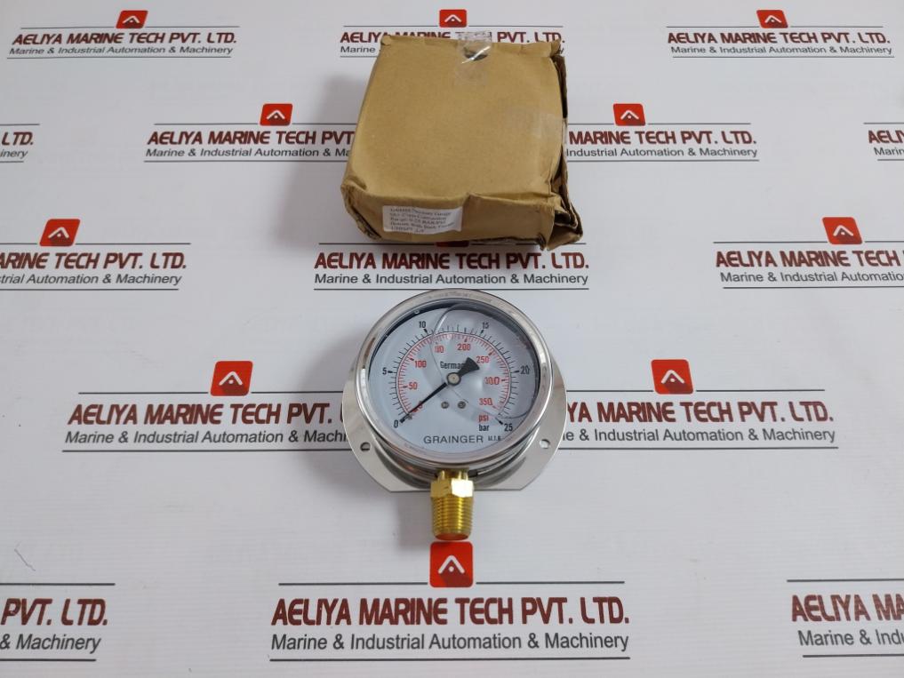 Grainger 0-350 Psi Pressure Gauge 1/2Bspt 100Mm 0-25 Bar/Psi