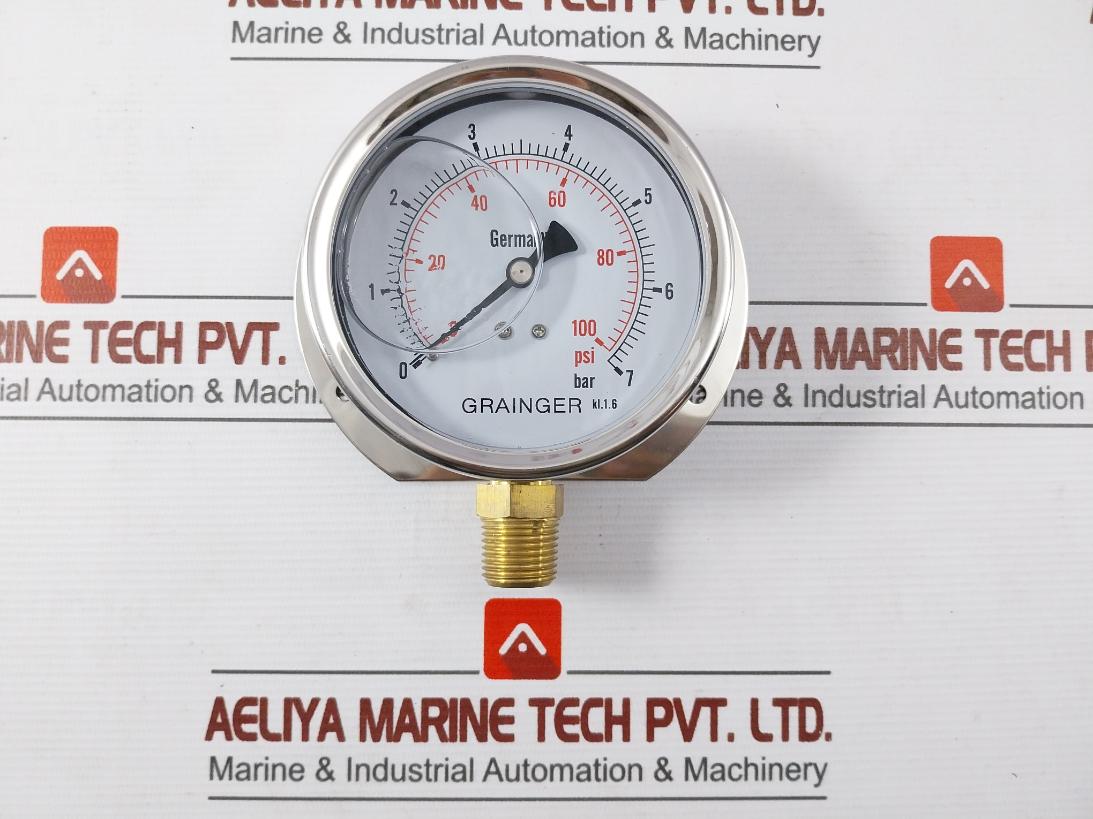 Grainger 0-7 Bar Pressure Gauge 0-100 Psi
