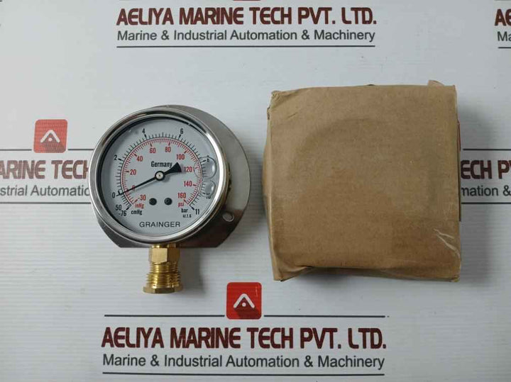 Grainger Kl.1.6 Pressure Gauge -76-11 Bar/Psi L/F
