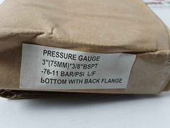 Grainger Kl.1.6 Pressure Gauge -76-11 Bar/Psi L/F