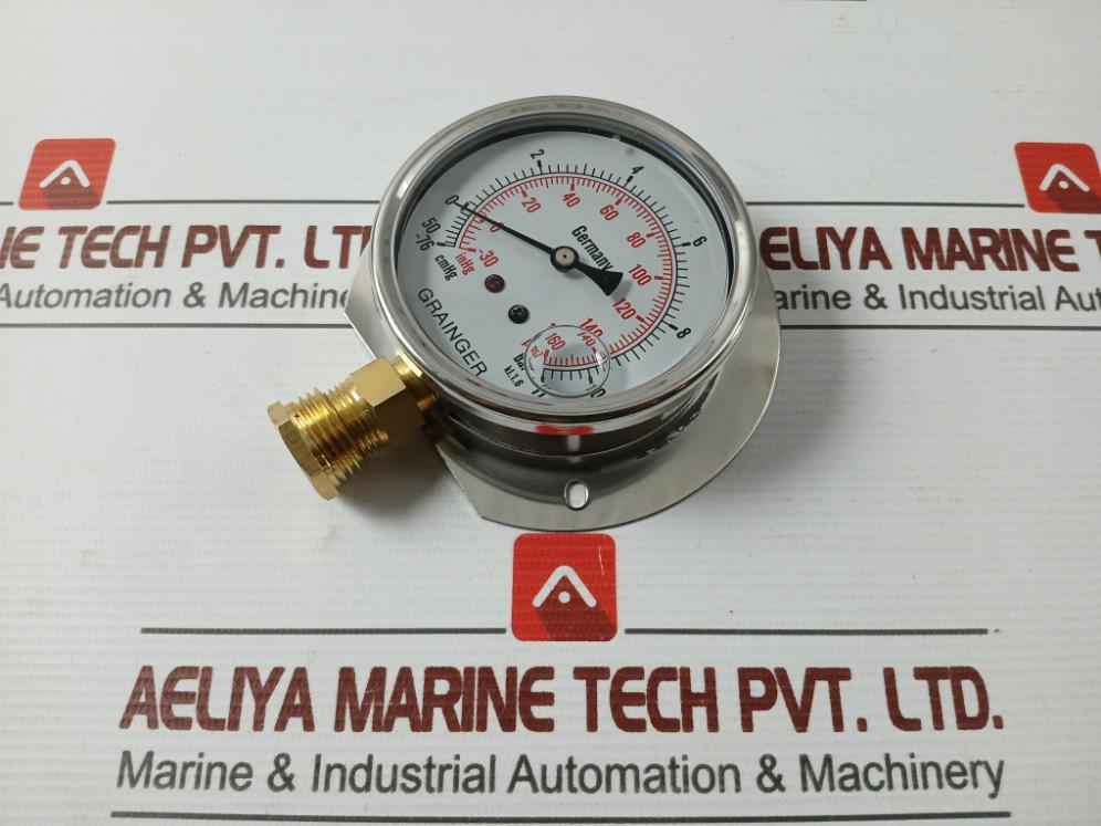 Grainger Kl.1.6 Pressure Gauge -76-11 Bar/Psi L/F