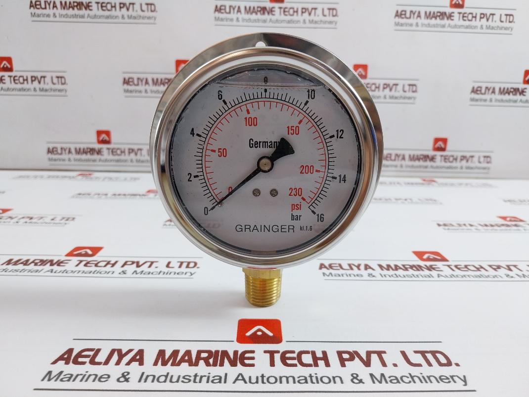 Grainger Kl.1.6 Pressure Gauge 0-230 Psi/0-16 Bar