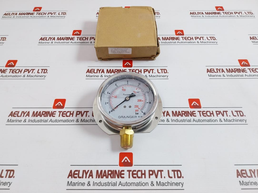 Grainger Kl.1.6 Pressure Gauge 0-230 Psi/0-16 Bar