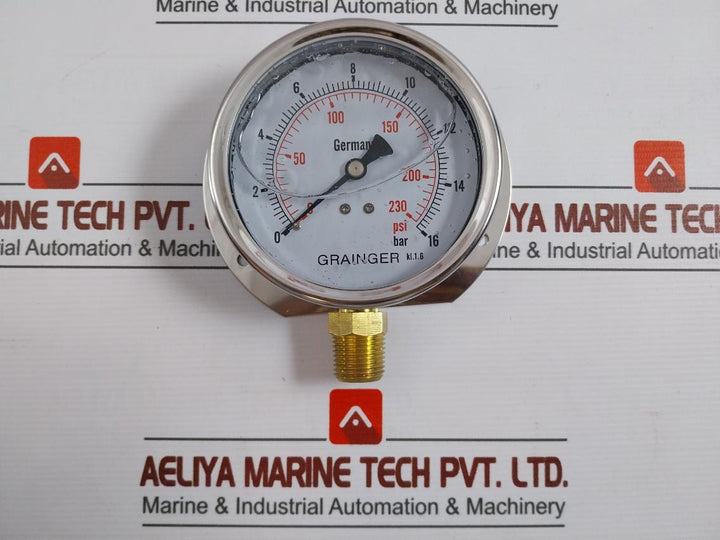 Grainger Kl.1.6 Pressure Gauge 0-230 Psi/0-16 Bar
