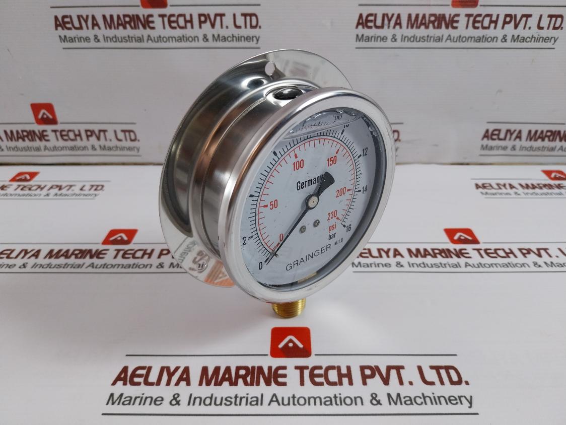 Grainger Kl.1.6 Pressure Gauge 0-230 Psi/0-16 Bar
