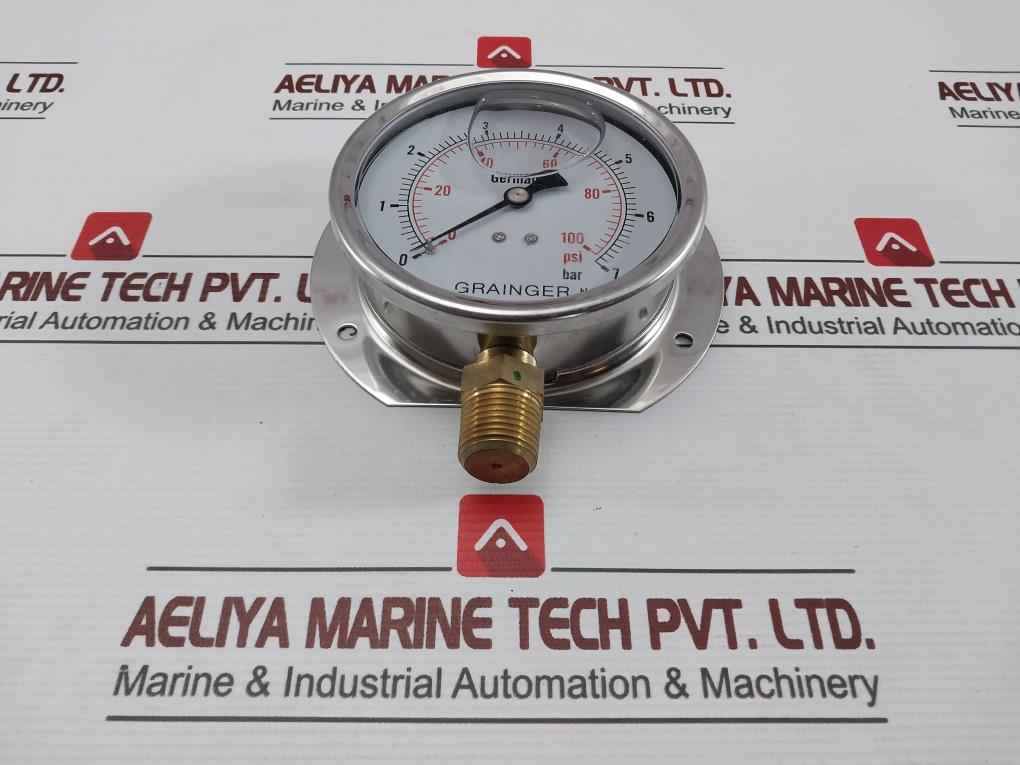 Grainger Pressure Gauge 0-100 Psi/0-7 Bar