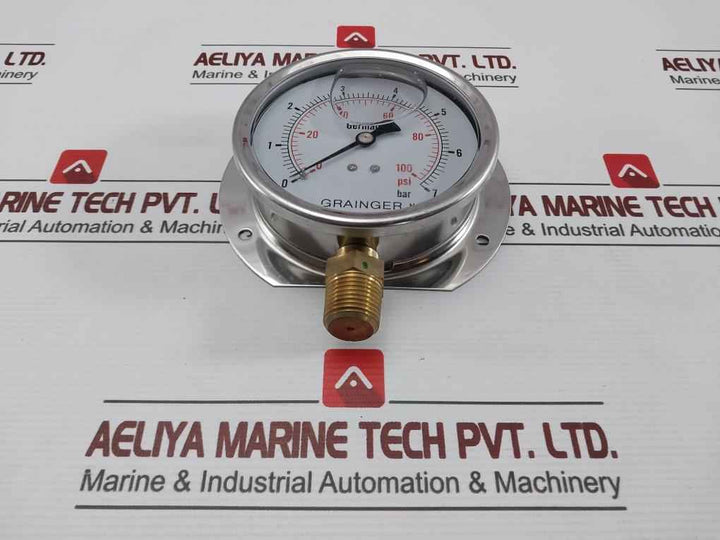 Grainger Pressure Gauge 0-100 Psi/0-7 Bar