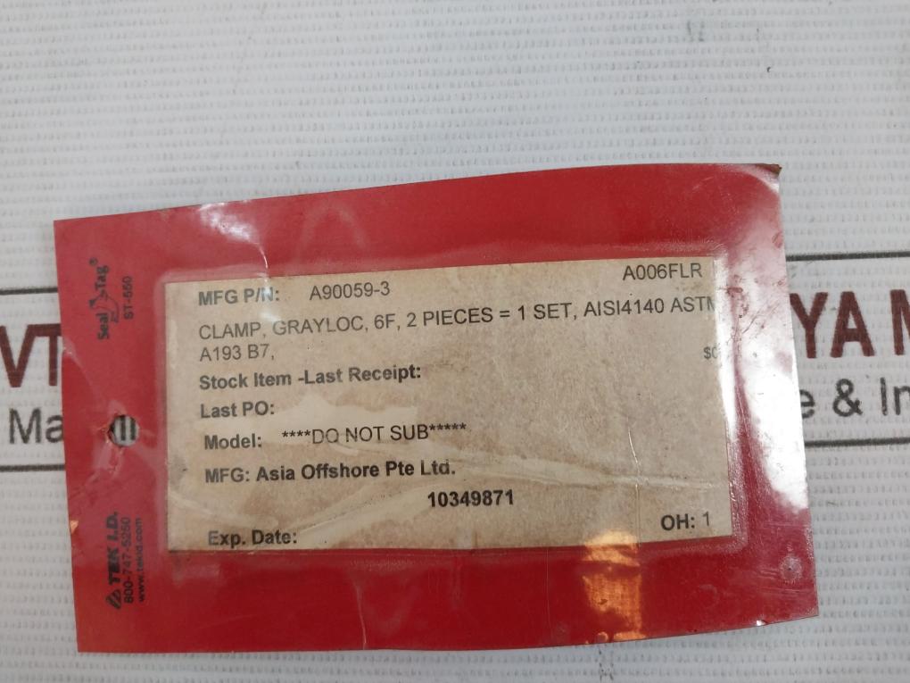 Grayloc A90059-3 Clamp Set 6F Aisi4140 Astm