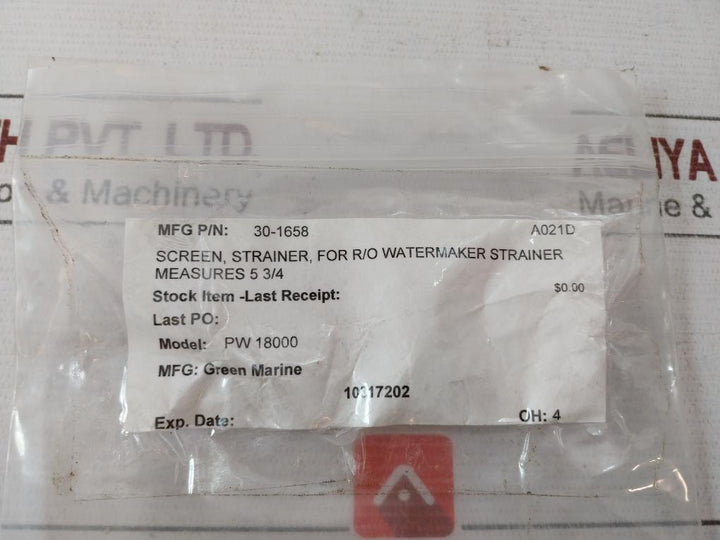 Green Marine 30-1658 Screen Strainer For R/O Watermaker Pw 18000