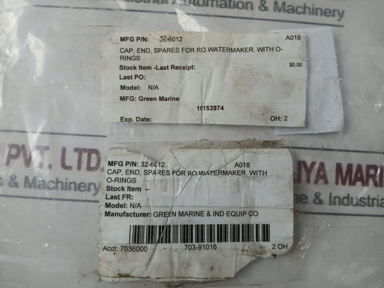 Green Marine 32-6012 End Cap With O-ring For Watermaker 173-005661A