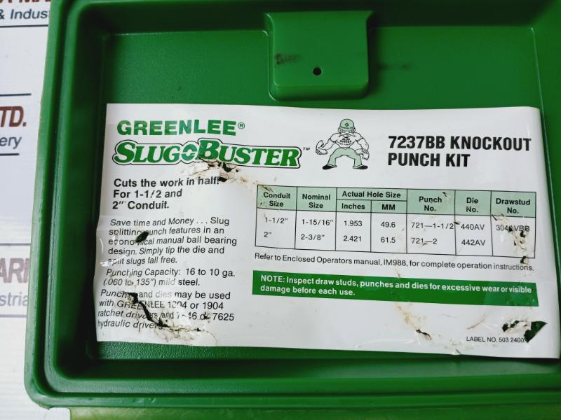 Greenlee 7237bb Slug Buster Knockout Punch Set