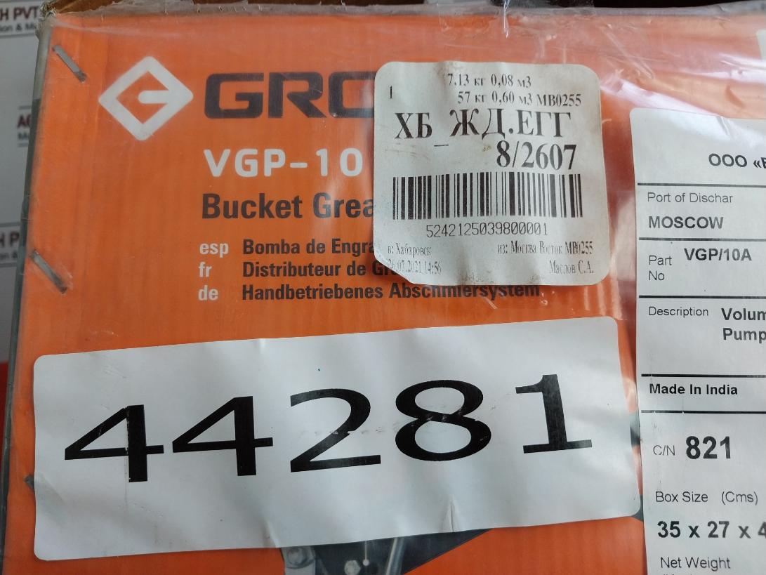 Groz Vgp-10 Volume Bucket Grease Pumps Rev. D