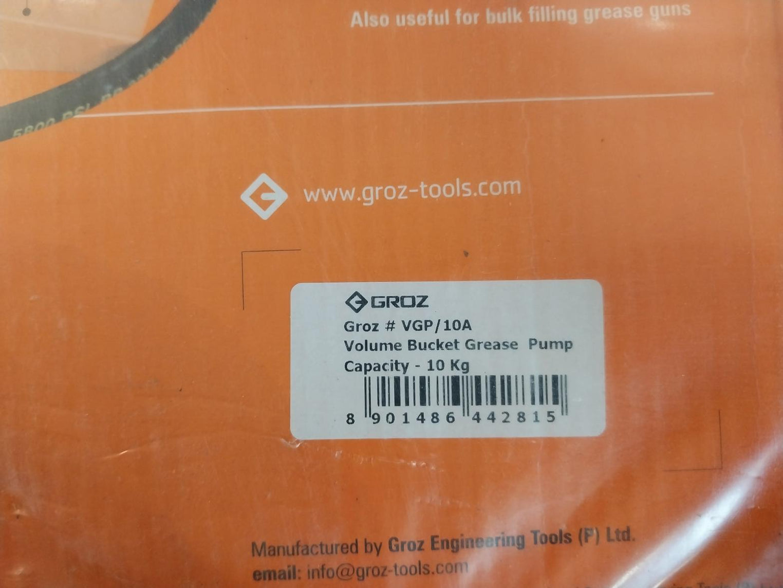 Groz Vgp-10 Volume Bucket Grease Pumps Rev. D