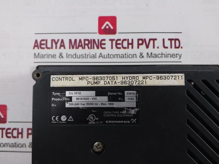 Grundfos Cu 351 Pump Controller Panel 96161620-v05 100-240 Vac 50/60 Hz 18W