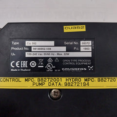 Grundfos Cu 352 Multi Pump Control Panel 100–240Vac 50/60Hz