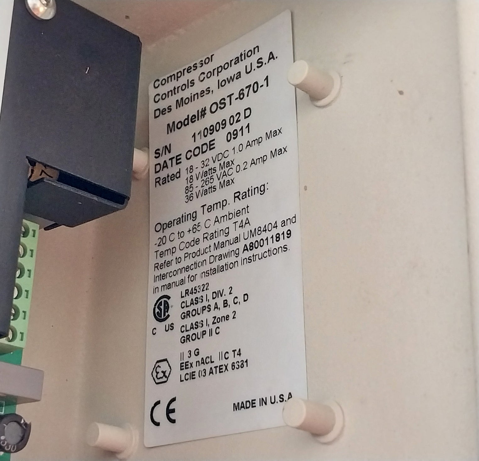 Guardian OST-670-1 Overspeed Prevention System 18-32 Vdc 1.0A 18W