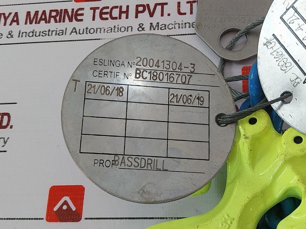 Gunnebo Egkn-6-10 Chain Sling, 6Mm X 1000Mm, 2.12 T Working Load Limit