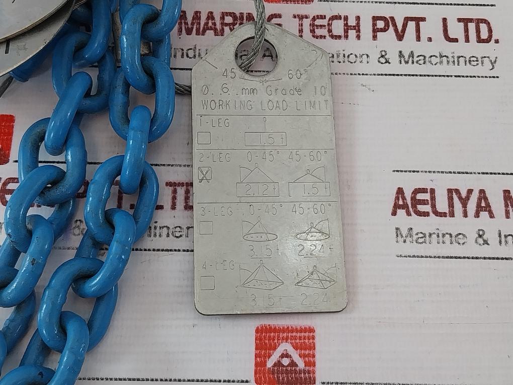 Gunnebo Egkn-6-10 Chain Sling, 6Mm X 1000Mm, 2.12 T Working Load Limit