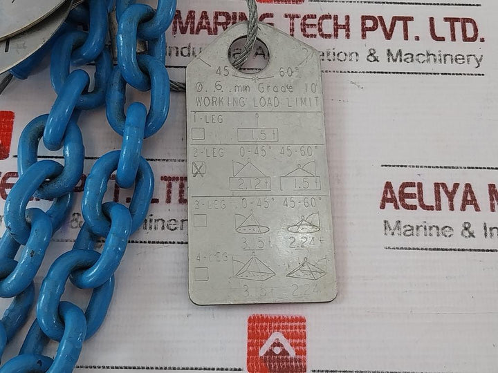Gunnebo Egkn-6-10 Chain Sling, 6Mm X 1000Mm, 2.12 T Working Load Limit