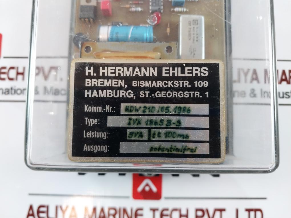 H. Hermann Ehlers Ivk 1865 B-s Signal Relay Box 5Va Tt 100Ms