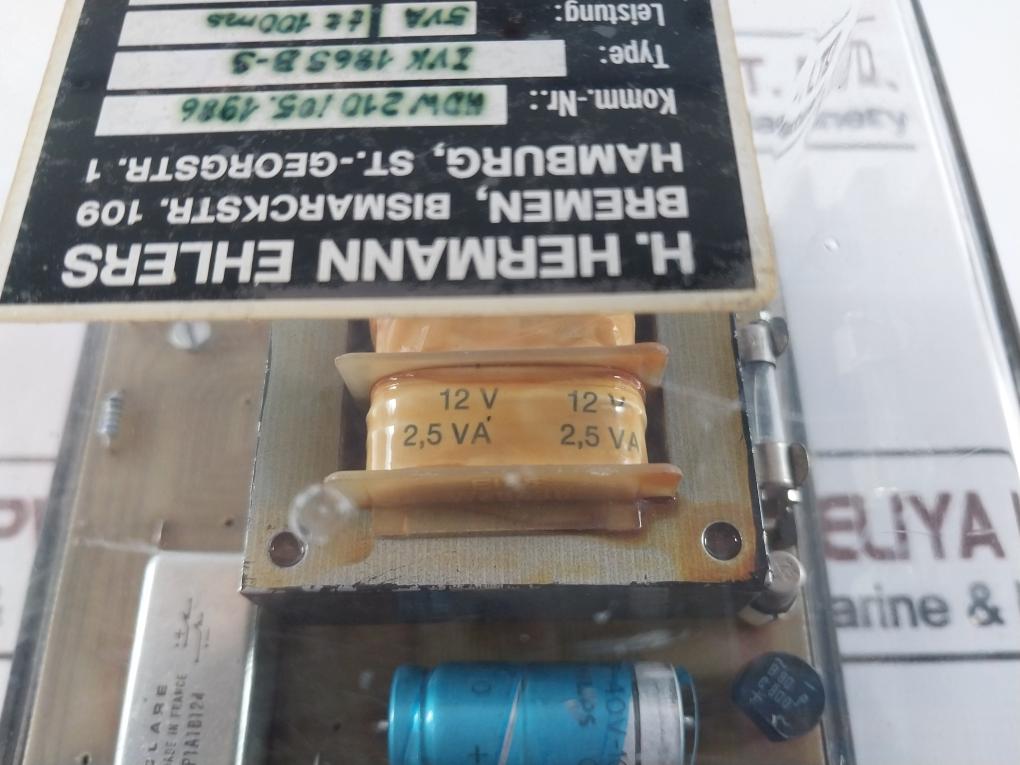 H. Hermann Ehlers Ivk 1865 B-s Signal Relay Box 5Va Tt 100Ms