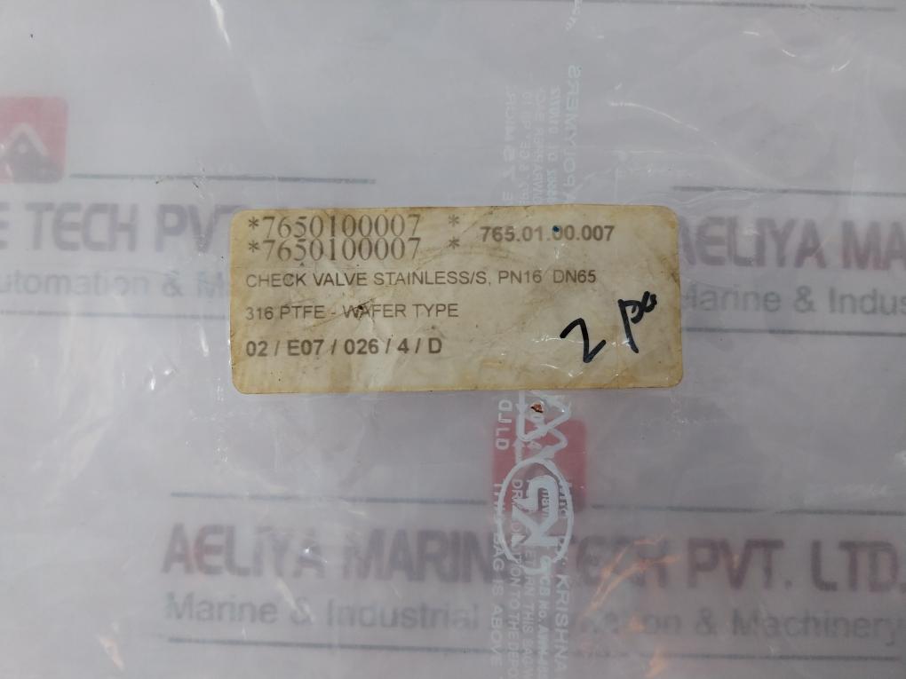 H.e.r.b.e. Dn65 Check Valve Stainless Steel 316l Wafer Type