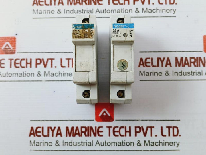 Hager 32A Miniature Circuit Breaker L.108 19 380V 1-37-0