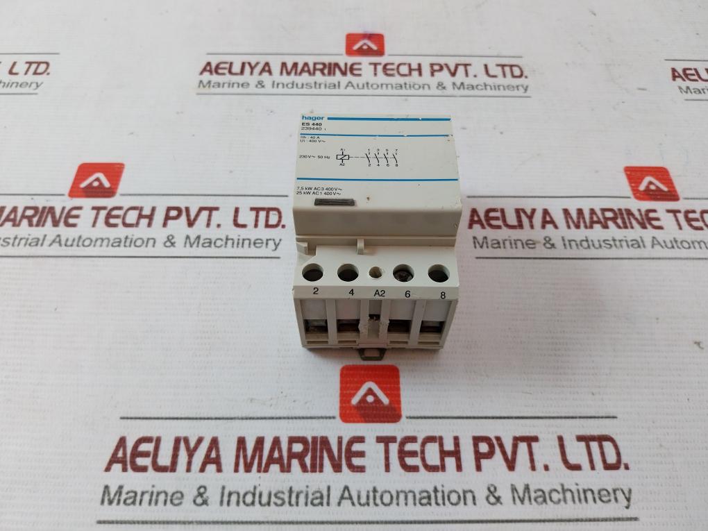 Hager Es 440 Contactor 40A 400V 7.5Kw Ac3 25Kw Ac1 230V 50Hz