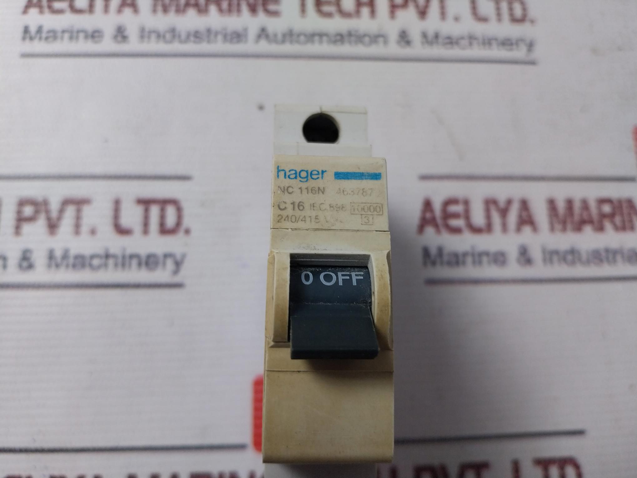 Hager Nc 116N Miniature Circuit Breaker 240/415V 325061 463787 2
