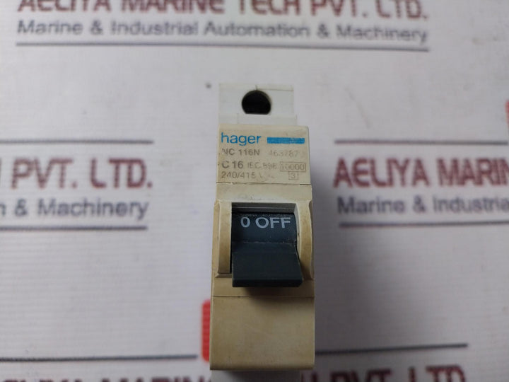 Hager Nc 116N Miniature Circuit Breaker 240/415V 325061 463787 2