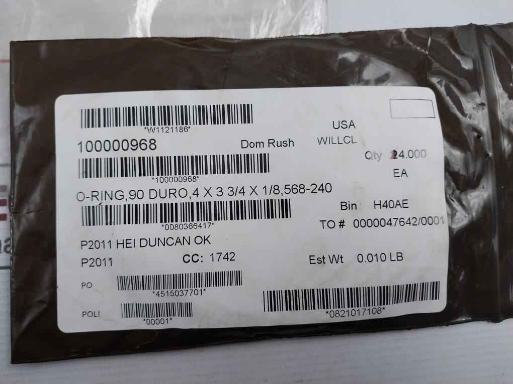 Halliburton 100000968 O-ring 90 Duro 4 X 3 3/4 X 1/8