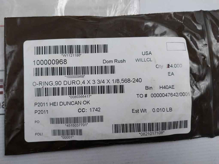 Halliburton 100000968 O-ring 90 Duro 4 X 3 3/4 X 1/8