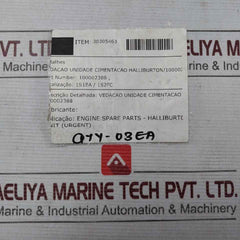 Halliburton 100002388 Seal Rubber Relief Valve Rev B