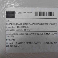 Halliburton 100002388 Seal Rubber Relief Valve Rev B