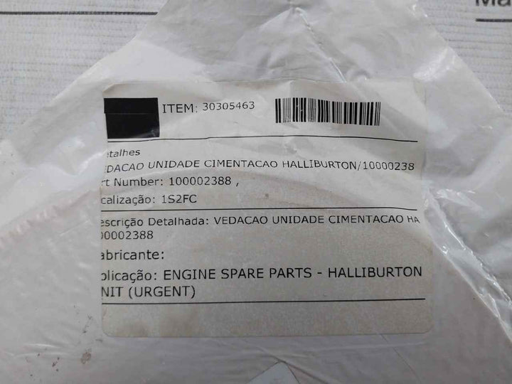 Halliburton 100002388 Seal Rubber Relief Valve Rev B