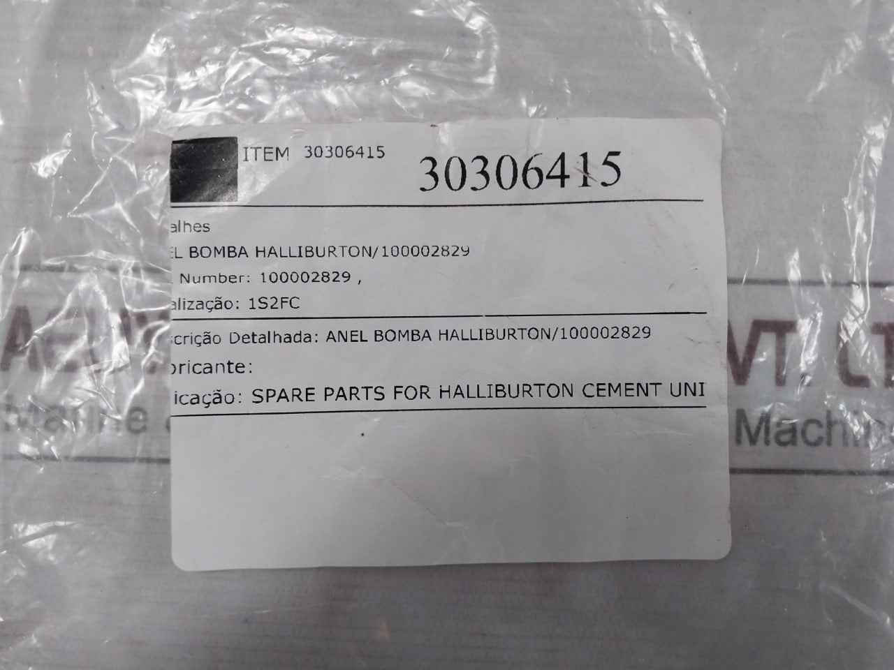 Halliburton 100002829 Anel Bomba Pump Ring