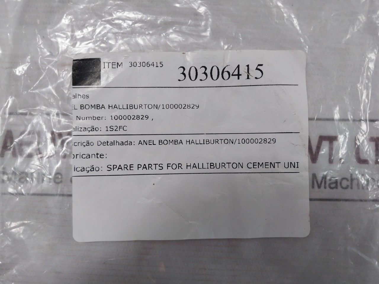 Halliburton 100002829 Anel Bomba Pump Ring