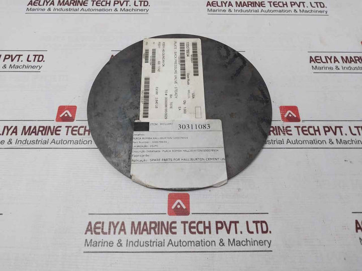 Halliburton 100078934 Pump Plate - Back Pressure Valve 30311083