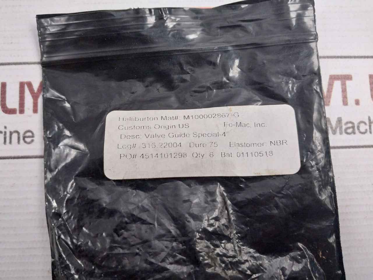 Halliburton M100002867-g Valve Guide Special-4 Nbr 75 Duro