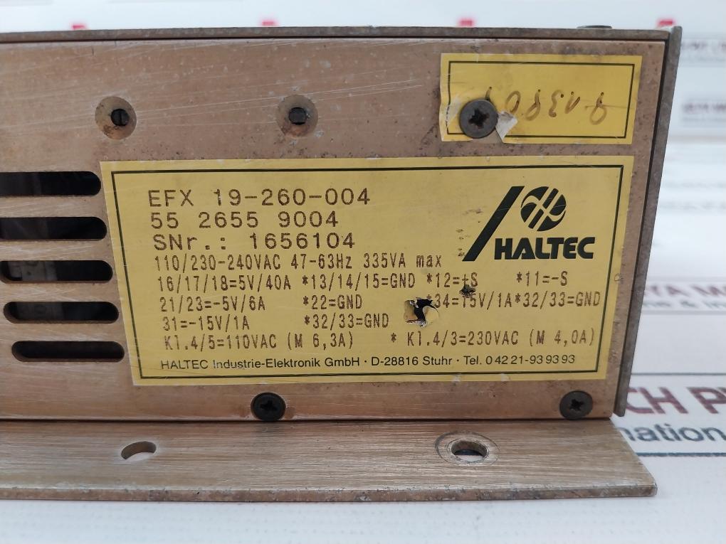 Haltec Efx 19-260-004 Power Supply 40A 110/230-240Vac 47-63Hz