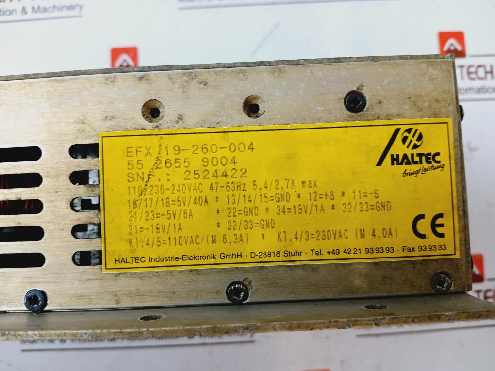 Haltec Efx 19-260-004 Power Supply Module 55 2655 9004 110/230-240Vac