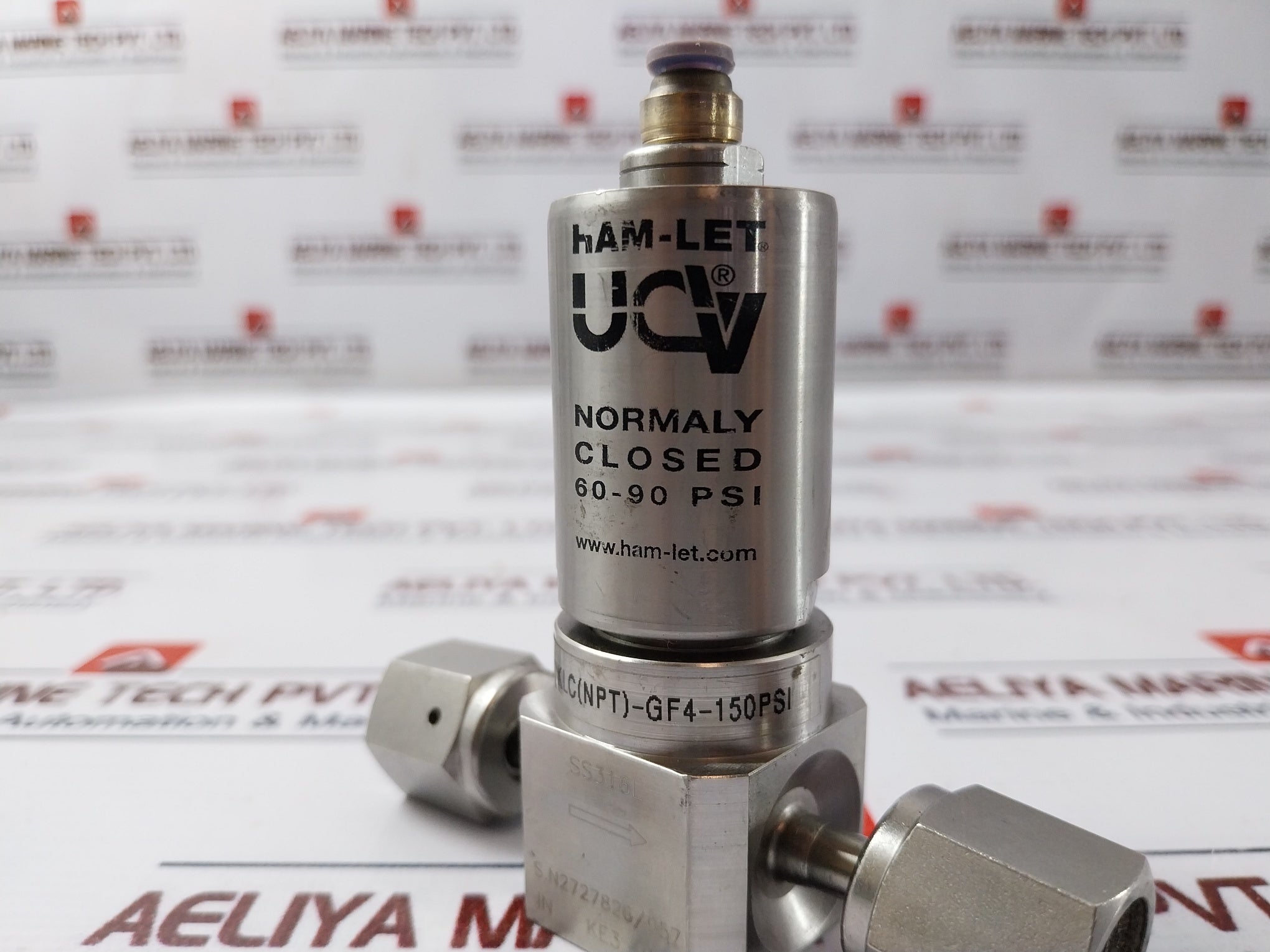 Ham-let Hm20-4Vklc(Npt)-gf4-150Psi Pneumatic Diaphram Valve 60-90 Psi